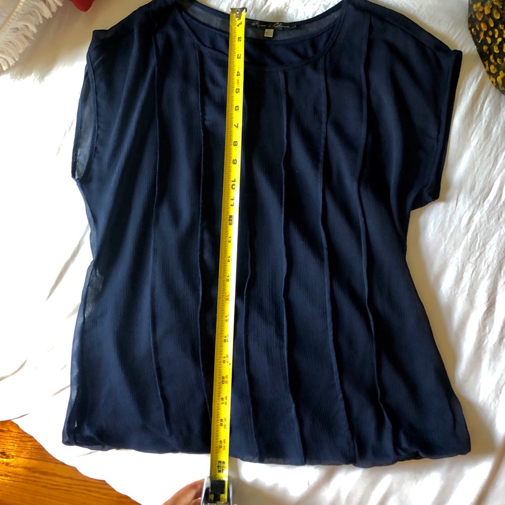Rose And Olive Navy Sheer Short Sleeve - Picture 6 of 8